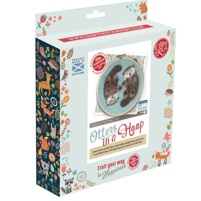 The Crafty Kit Co Otter In A Hoop Needle Felting Kit