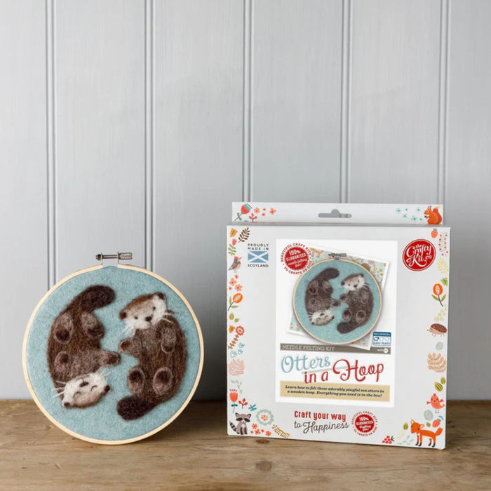 The Crafty Kit Co Otter In A Hoop Needle Felting Kit