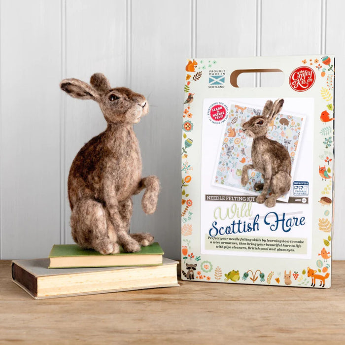 The Crafty Kit Co Wild Scottish Hare Needle Felting Kit