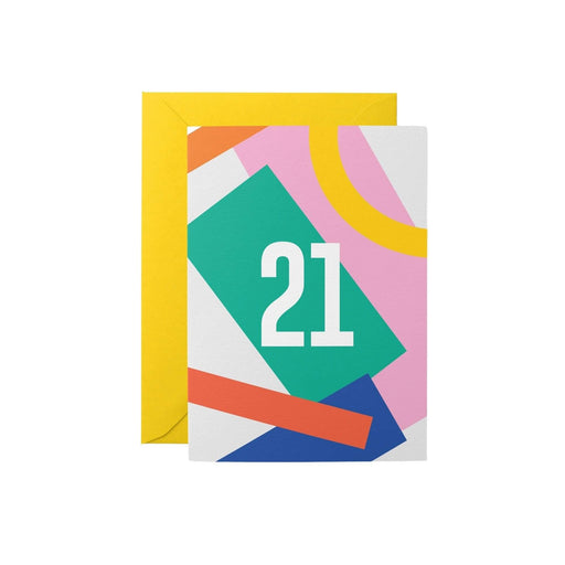 image of a greetings card, which shows a 21st Birthday Card with Modern Design