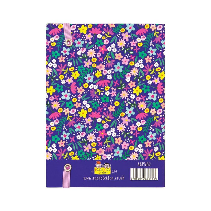 A6 Notebook with Navy Floral Design