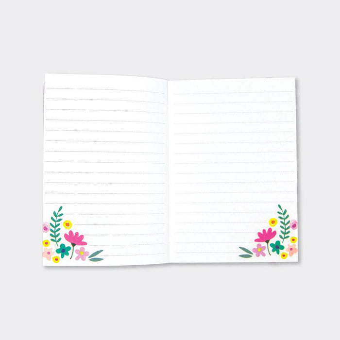A6 Notebook with Navy Floral Design