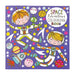 Image of a mid blue, almost purple colouring book with a boy and a girl astronaut on and various cartoon space items including rockets, planets, stars and an alien. The cover has the words space adventure colouring book written on it.