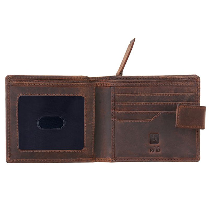 Primehide Luxury Brown Leather Alperto Bifold Wallet RFID Blocking