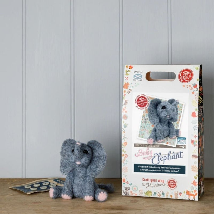 The Crafty Kit Co Baby Elephant Needle Felting Kit