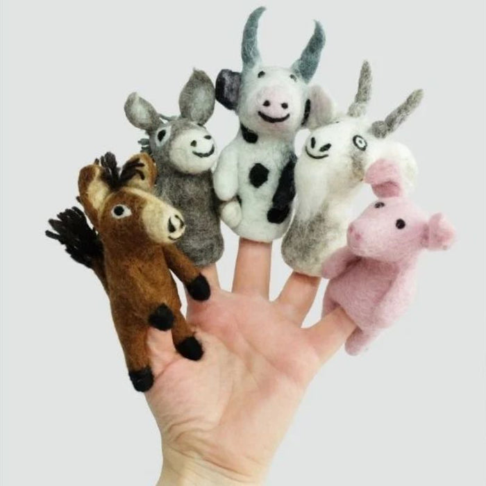 Assorted Barnyard Buddies Felt Finger Puppets (Set of 5)