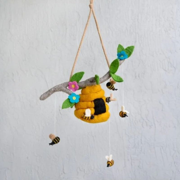 Bee Hive and Honey Bee Cot Mobile Felt Baby Nursery Mobile