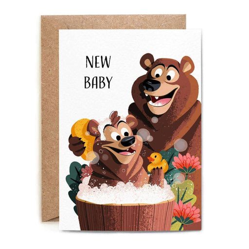  a Bubble Bath Bears New Baby Card