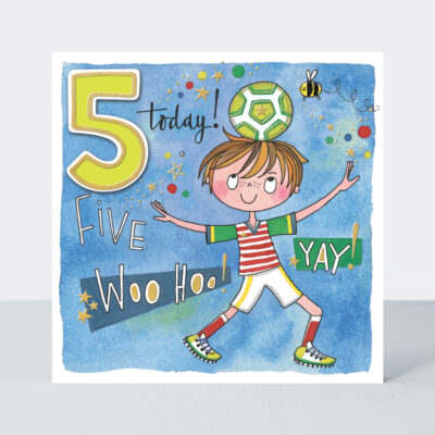 Happy 5th Birthday Card with Boy & Football Design