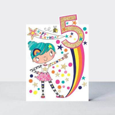 Happy 5th Birthday Card with Suki Starburst Design