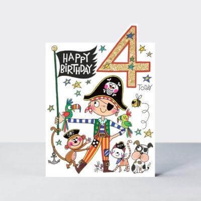Happy 4th Birthday Card with Pirate Design