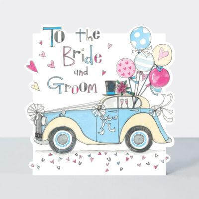 Wedding Card with Bride and Groom Car Design