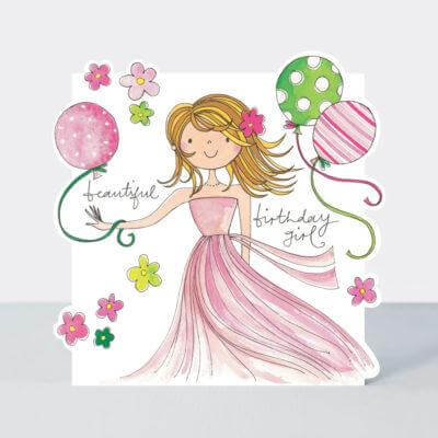 Happy Birthday Card with Girl Blonde Design