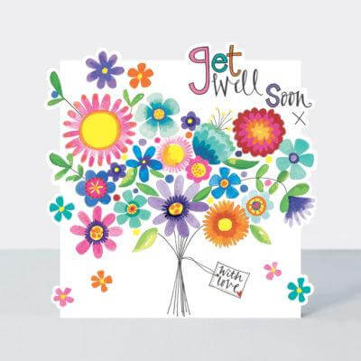 Get Well Soon Card with Bouquet Design