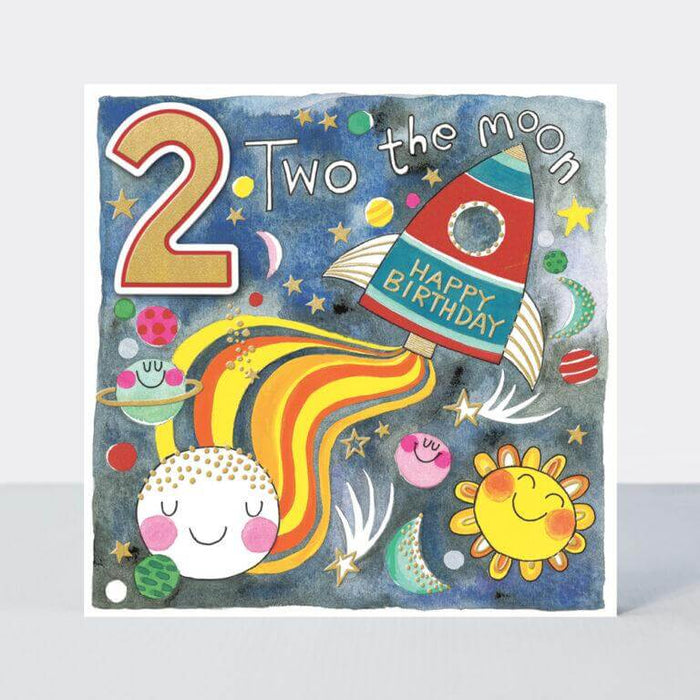 Happy 2nd Birthday Card with To the Moon Design