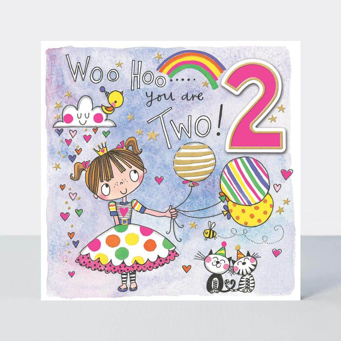 Happy 2nd Birthday Card with Balloons Design