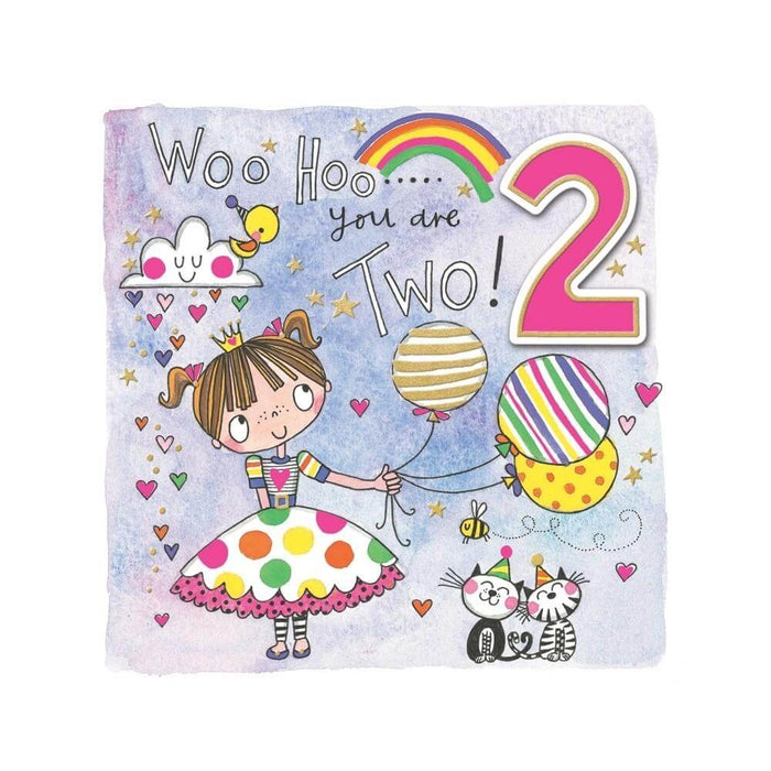  a Happy 2nd Birthday Card with Balloons Design