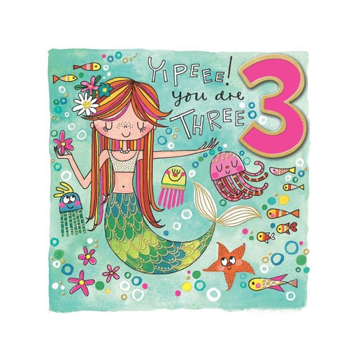  a Happy 3rd Birthday Card with Mermaid Under the Sea Design