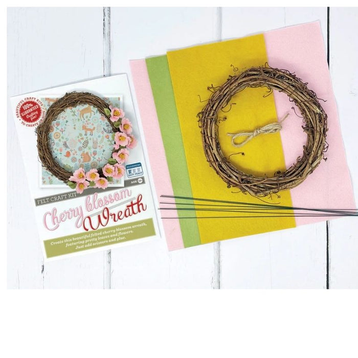 The Crafty Kit Co Cherry Blossom Wreath Needle Felting Kit