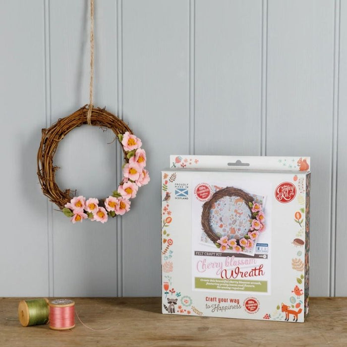 The Crafty Kit Co Cherry Blossom Wreath Needle Felting Kit