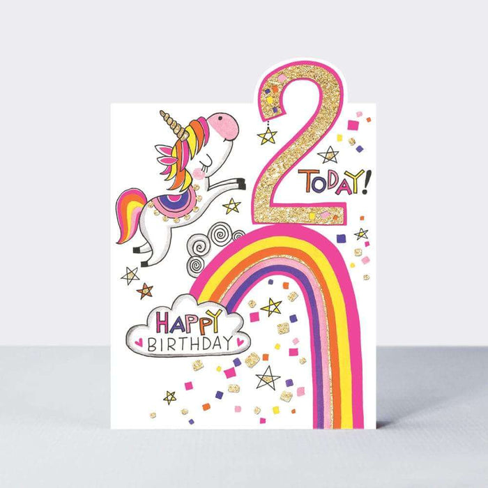 Happy 2nd Birthday Card with Unicorn Design