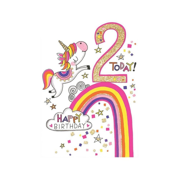  a Happy 2nd Birthday Card with Unicorn Design
