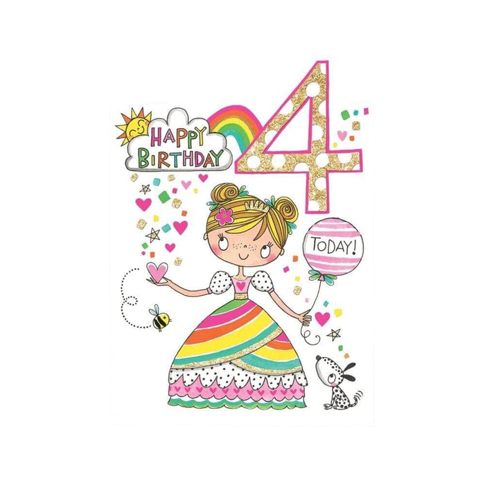  a Happy 4th Birthday Card with Princess Design
