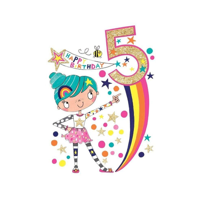  a Happy 5th Birthday Card with Suki Starburst Design