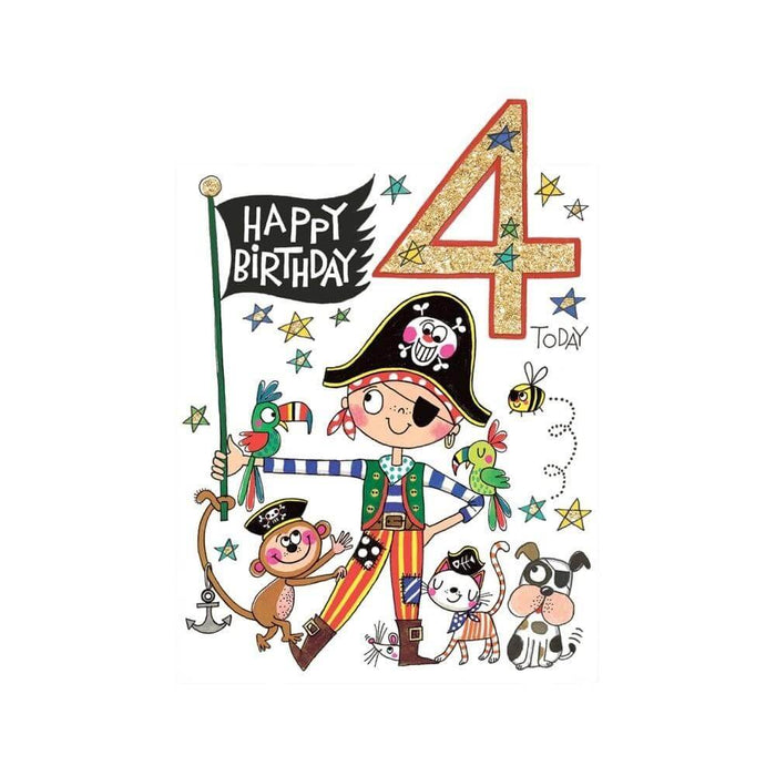  a Happy 4th Birthday Card with Pirate Design