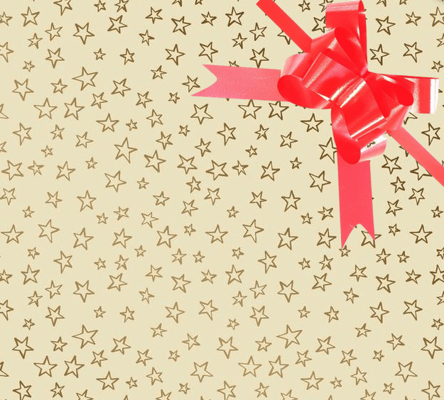 image of a square of wrapping paper, the paper is cream in colour with lots of gold stars