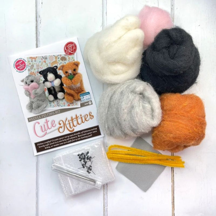 The Crafty Kit Co Cute Kitties Needle Felting Kit