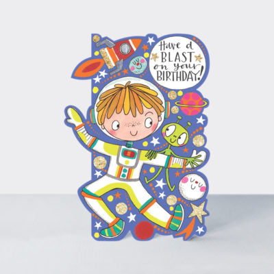 Happy Birthday Card with Have a Blast Spaceman Design