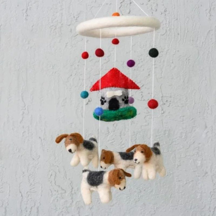 Dog and Dog House  Cot Mobile Felt Baby Nursery Mobile