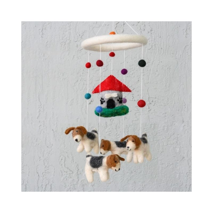 Dog and Dog House  Cot Mobile Felt Baby Nursery Mobile