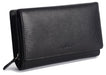 Saddler "Paula” Trifold Leather Wallet Clutch Purse With Zipper Coin Purse in Black.  Presented in its own gift box. his medium size purse holds 8 credit cards and features a deep, wide pocket for notes. There's also a centre window for ID/pass card and a generous 2 section zipped coin purse to rear for easy access. Size: 12.0 x 10.5 x 4.0cm when closed. 12 month warranty for normal use.