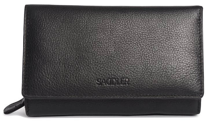 Image of a saddler eleanor trifold rfid wallet clutch purse with zipper coin purse in Black. It is made from leather