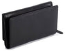 Image of a saddler eleanor trifold rfid wallet clutch purse with zipper coin purse in Black. It is made from leather