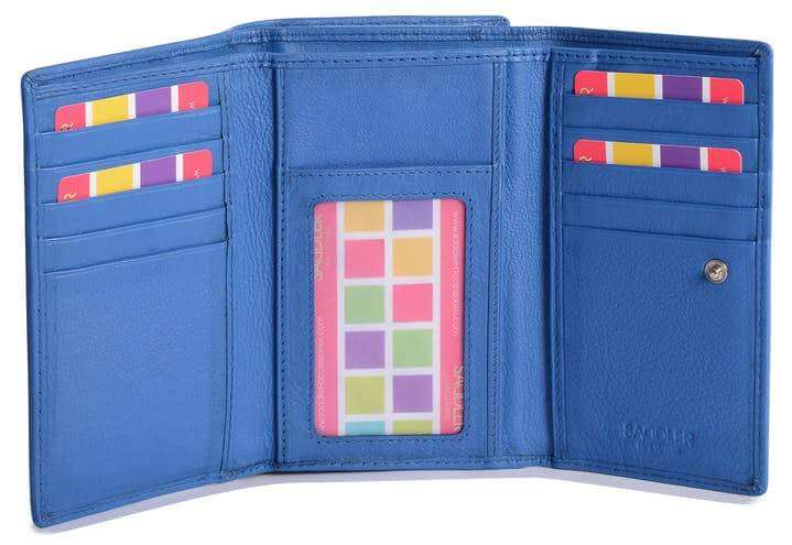 Saddler Womens Luxurious Real Leather Trifold RFID Credit Card Wallet with Large Zippered Coin Pocket | Designer Ladies Purse - Perfect For ID Coins