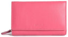 Image of a saddler eleanor trifold rfid wallet clutch purse with zipper coin purse in fuschia. It is made from leather