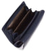 Image of a saddler eleanor trifold rfid wallet clutch purse with zipper coin purse in navy blue. It is made from leather