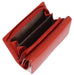 Image of a saddler eleanor trifold rfid wallet clutch purse with zipper coin purse in red. It is made from leather