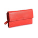 Saddler "Ella" Large Multi-Section Purse Wallet with Zipper Coin Purse in Red. This popular compact purse made from luxurious leather accommodates up to 20 credit cards and provides a roomy zipper purse to the centre for coins and small keys. It also features a large window section for ID or pass card with inner extension wing for extra card storage and secure tab closure. Approximate Size: 18 x 10 x 4cm when closed. 12 month warranty for normal use.