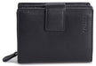 Image of a saddler emily medium bifold purse wallet with zipper coin purse in Black. It is made from leather