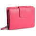 Saddler "Emily" Medium Bifold Purse Wallet with Zipper Coin Purse in Fuchsia. This popular compact purse made from luxurious leather accommodates up to 10 credit cards and provides a roomy zipper purse to the rear for coins and small keys. It also features a large window section for ID or pass card with inner extension wing for extra card storage and secure tab closure. Approximate Size: 11.5 x 9.5 x 3.5cm when closed. 12 month warranty for normal use.
