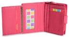 Image of a saddler emily medium bifold purse wallet with zipper coin purse in fuschia. It is made from leather