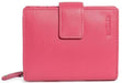 Image of a saddler emily medium bifold purse wallet with zipper coin purse in fuschia. It is made from leather