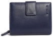 Image of a saddler emily medium bifold purse wallet with zipper coin purse in navy blue. It is made from leather