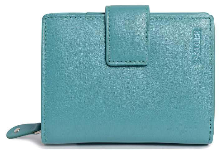 Image of a saddler emily medium bifold purse wallet with zipper coin purse in teal. It is made from leather