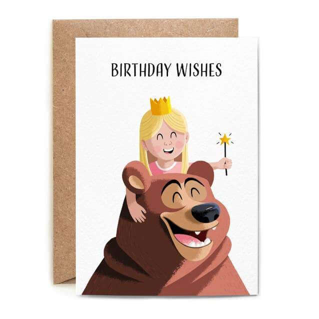  a Girl and Bear Birthday Card