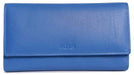 Image of a saddler grace large leather multi section rfid credit card clutch purse in Blue. It is made from leather